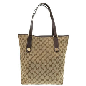 Gucci brown GG canvas leather tote bag